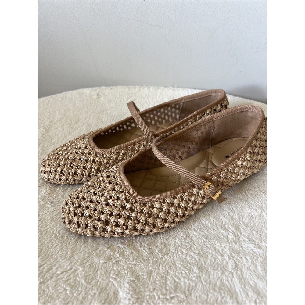 Birdies The Hummingbird Mary Jane Ballet Flats Shoes tan open weave Size 8